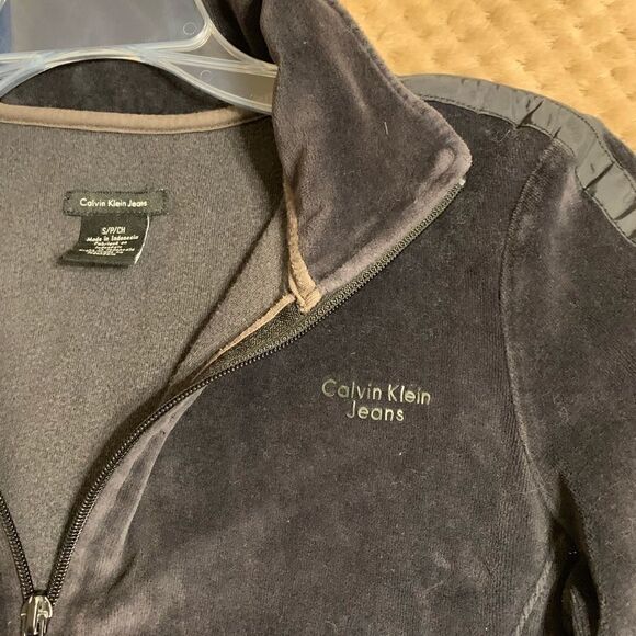 Ladies Calvin Klein Charcoal Grey Velor Jacket - Picture 3 of 6